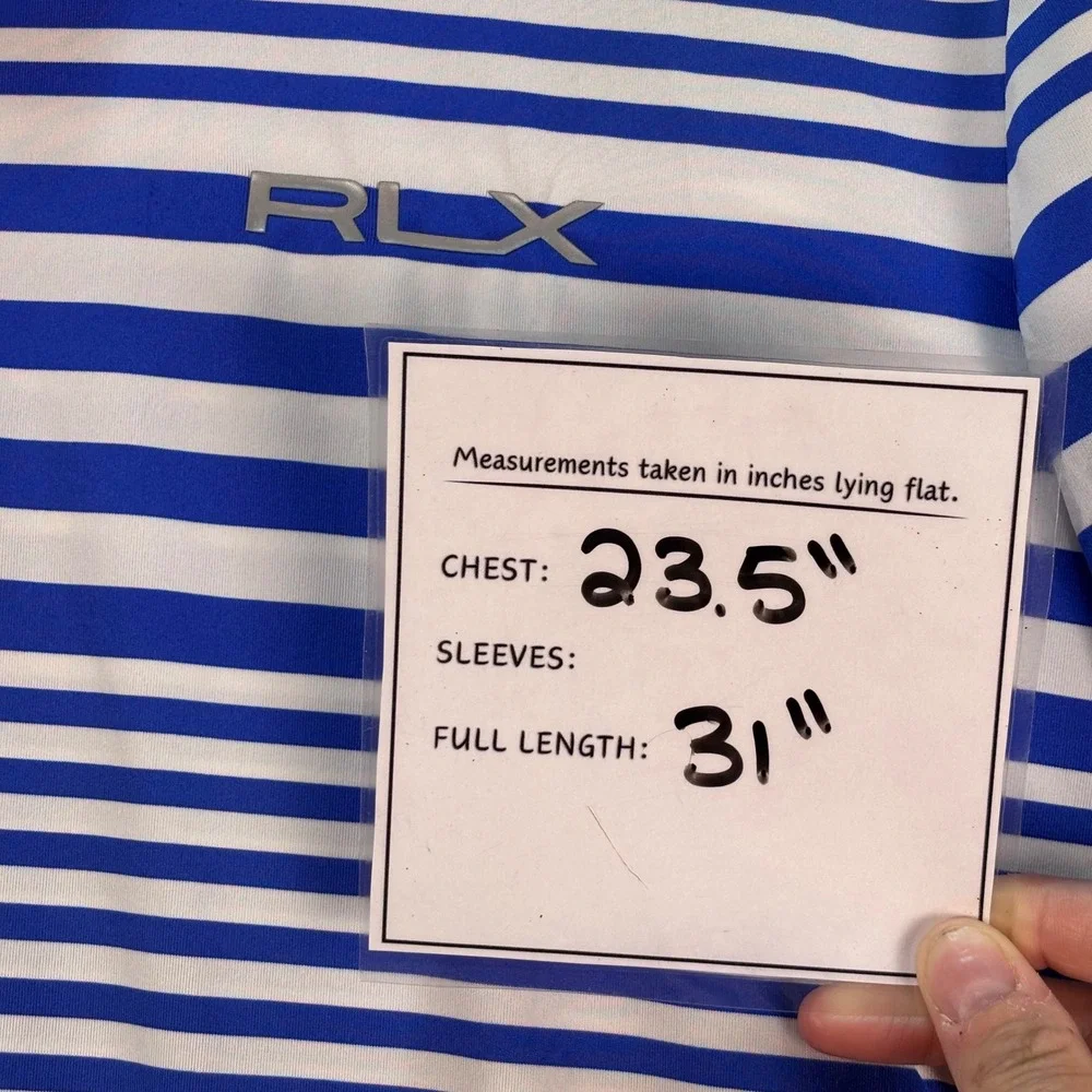 RLX Ralph Lauren Men's Golf Polo Blue White Striped Pete Dye Club‎ Sz XL Preppy